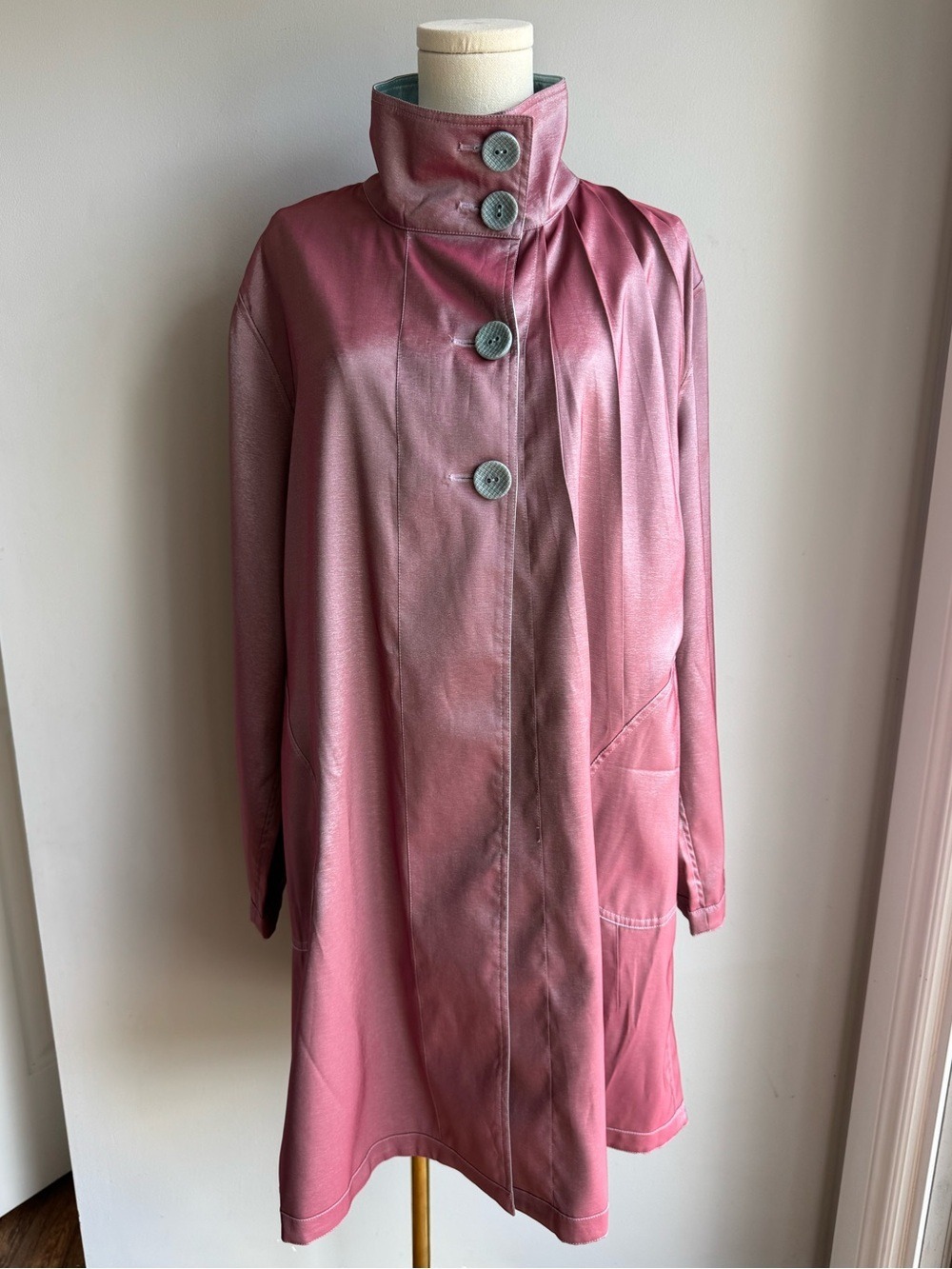 Lindi Reversible Swing Coat Sz L Dusty Rose / Icy Blue Artsy Jacket Relaxed Fit - Picture 3 of 16